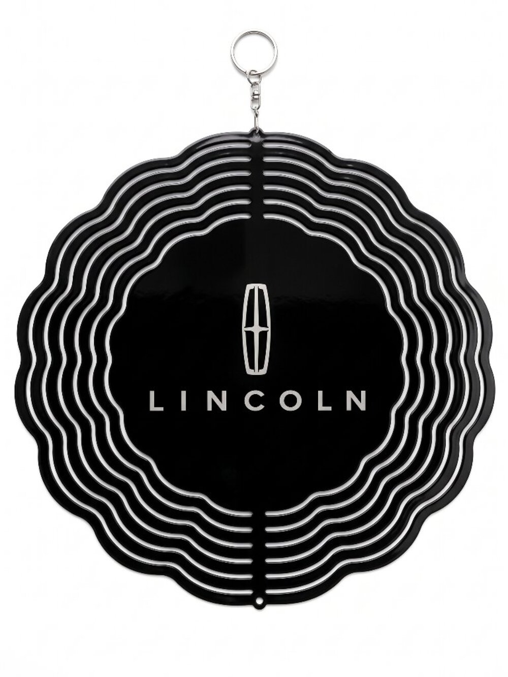 10" Lincoln Logo Kinetic Wind Spinner - Black Metal Hanging Yard Decor